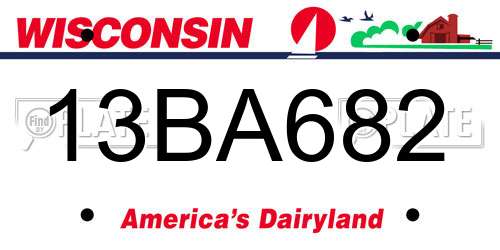 13BA682 Wisconsin License Plate