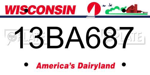 13BA687 Wisconsin License Plate