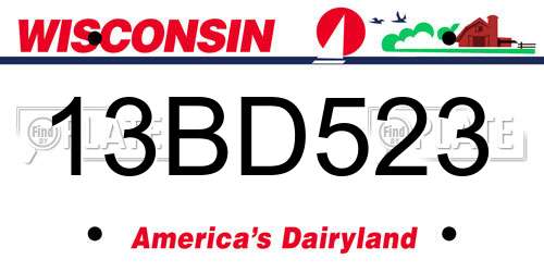 13BD523 Wisconsin License Plate