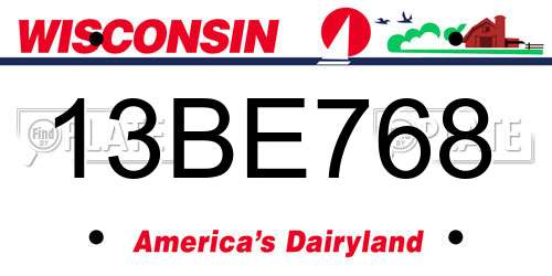 13BE768 Wisconsin License Plate