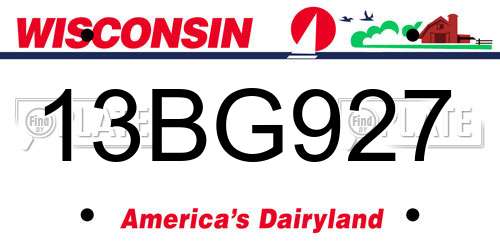 13BG927 Wisconsin License Plate