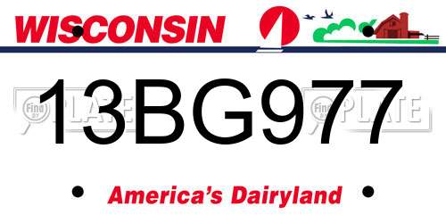 13BG977 Wisconsin License Plate