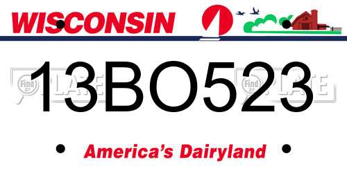 13BO523 Wisconsin License Plate