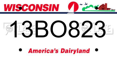 13BO823 Wisconsin License Plate