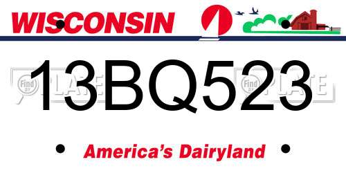 13BQ523 Wisconsin License Plate