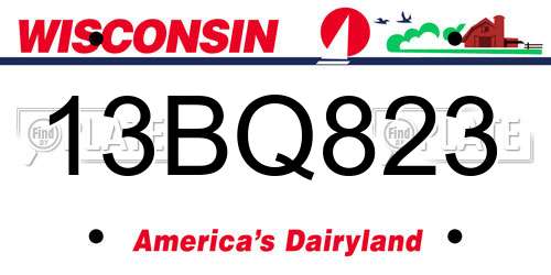 13BQ823 Wisconsin License Plate