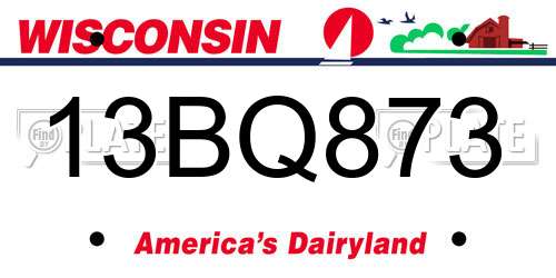 13BQ873 Wisconsin License Plate
