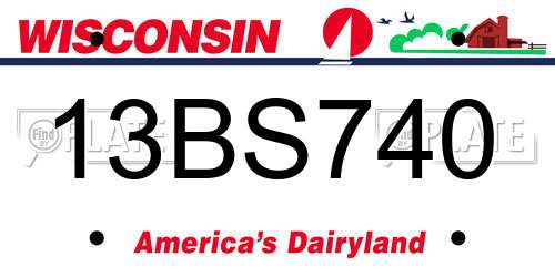 13BS740 Wisconsin License Plate
