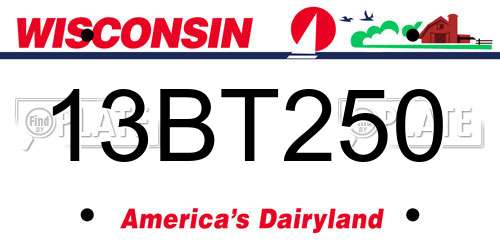 13BT250 Wisconsin License Plate