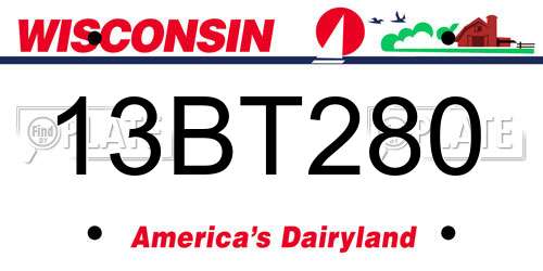 13BT280 Wisconsin License Plate