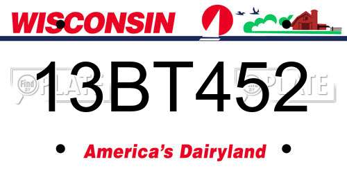 13BT452 Wisconsin License Plate