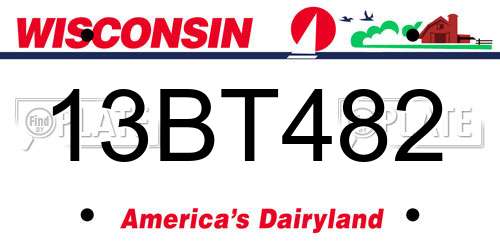 13BT482 Wisconsin License Plate