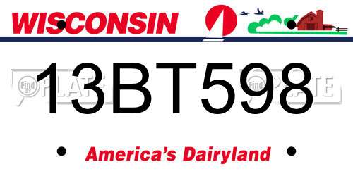 13BT598 Wisconsin License Plate