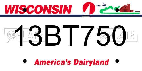 13BT750 Wisconsin License Plate