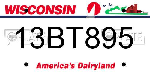 13BT895 Wisconsin License Plate