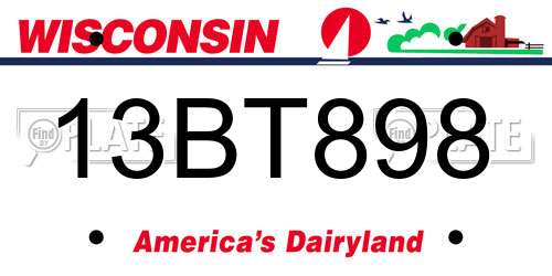 13BT898 Wisconsin License Plate