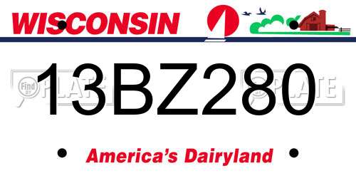 13BZ280 Wisconsin License Plate