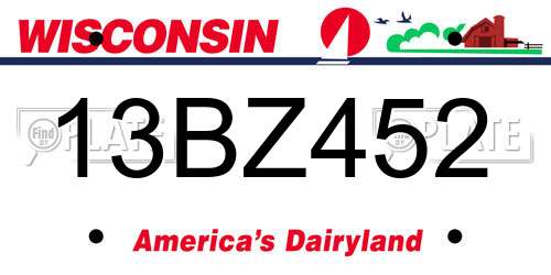 13BZ452 Wisconsin License Plate