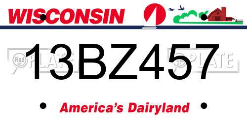 13BZ457 Wisconsin License Plate