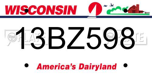 13BZ598 Wisconsin License Plate