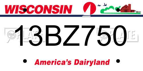 13BZ750 Wisconsin License Plate