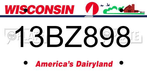 13BZ898 Wisconsin License Plate