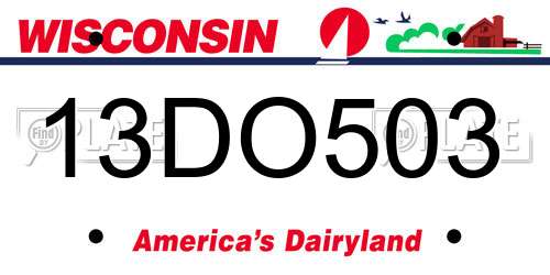 13DO503 Wisconsin License Plate