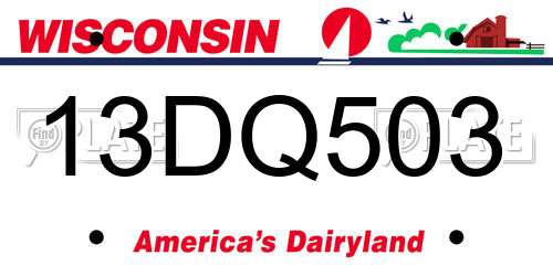 13DQ503 Wisconsin License Plate