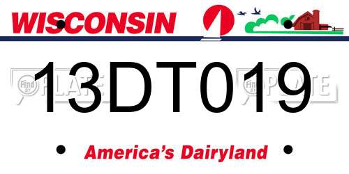 13DT019 Wisconsin License Plate