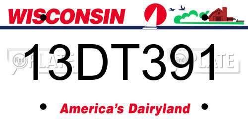 13DT391 Wisconsin License Plate
