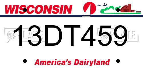 13DT459 Wisconsin License Plate