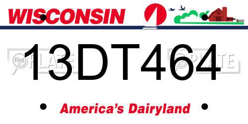 13DT464 Wisconsin License Plate