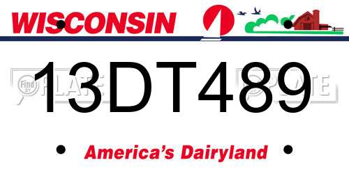 13DT489 Wisconsin License Plate