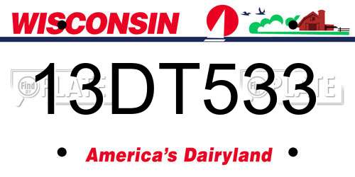 13DT533 Wisconsin License Plate