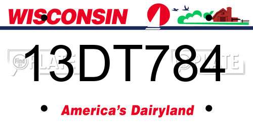 13DT784 Wisconsin License Plate
