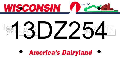 13DZ254 Wisconsin License Plate