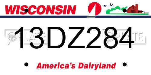 13DZ284 Wisconsin License Plate
