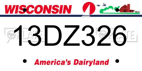 13DZ326 Wisconsin License Plate