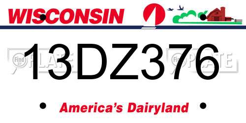 13DZ376 Wisconsin License Plate
