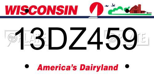 13DZ459 Wisconsin License Plate