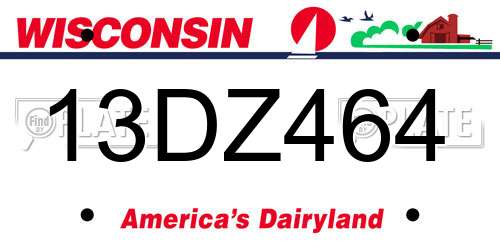 13DZ464 Wisconsin License Plate