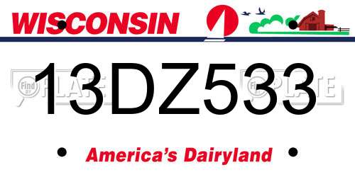 13DZ533 Wisconsin License Plate