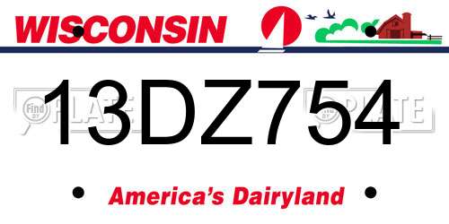 13DZ754 Wisconsin License Plate