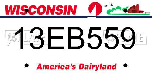 13EB559 Wisconsin License Plate