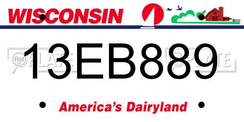 13EB889 Wisconsin License Plate