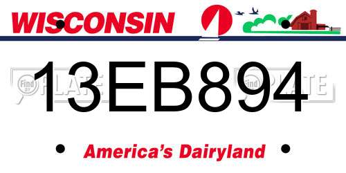 13EB894 Wisconsin License Plate