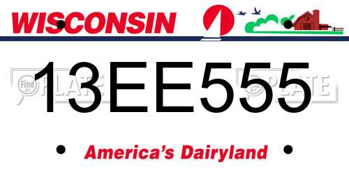 13EE555 Wisconsin License Plate