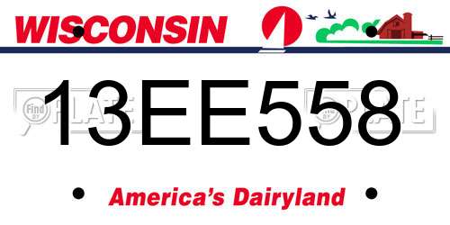 13EE558 Wisconsin License Plate