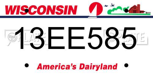 13EE585 Wisconsin License Plate