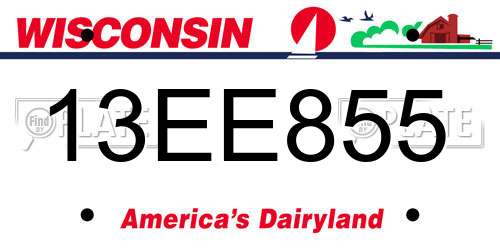 13EE855 Wisconsin License Plate